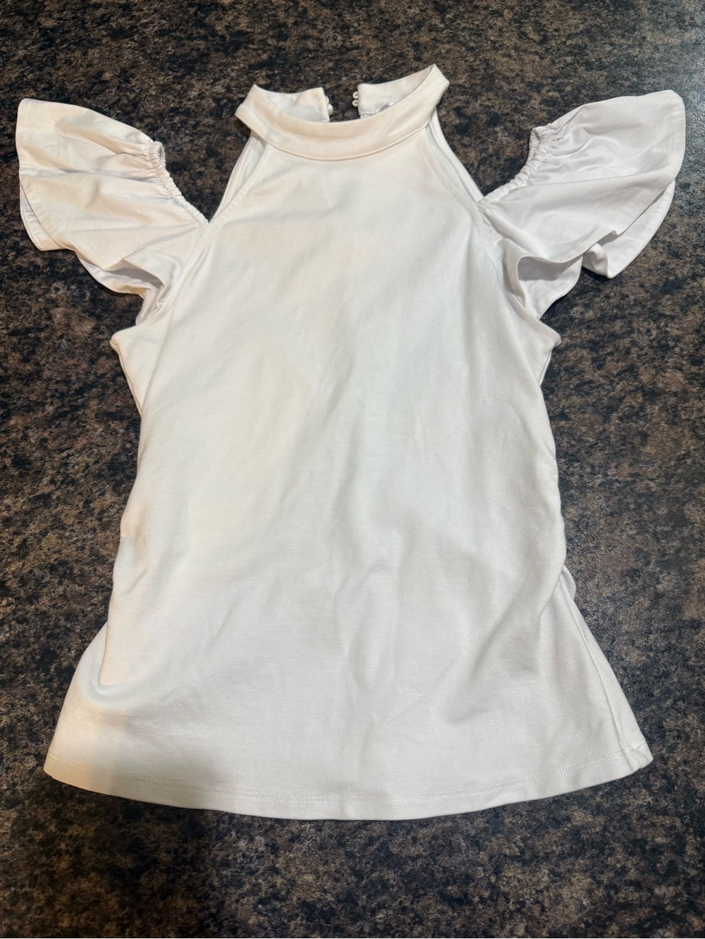 VENUS White Cold-Shoulder Ruffle Tank Top